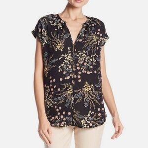 Philosophy Apparel Split Neck Rolled Sleeve Blouse Size Small